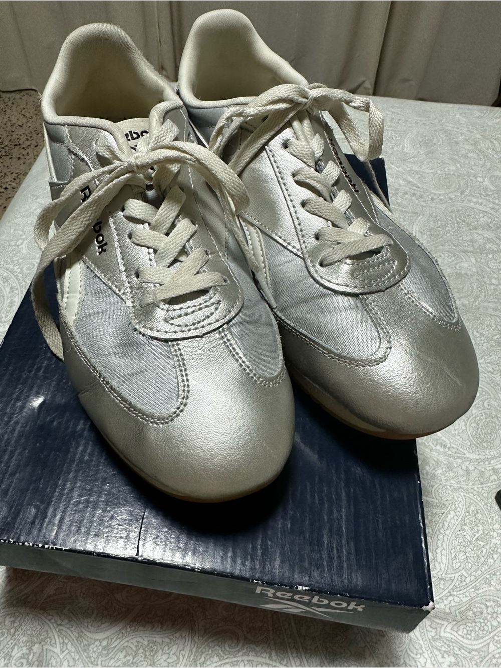 Reebok Women’s Silver Athletic Lace-Up Sneakers